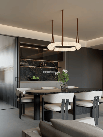 Modern Round Alabaster Chandelier for Living Room/Bedroom/Dining Room