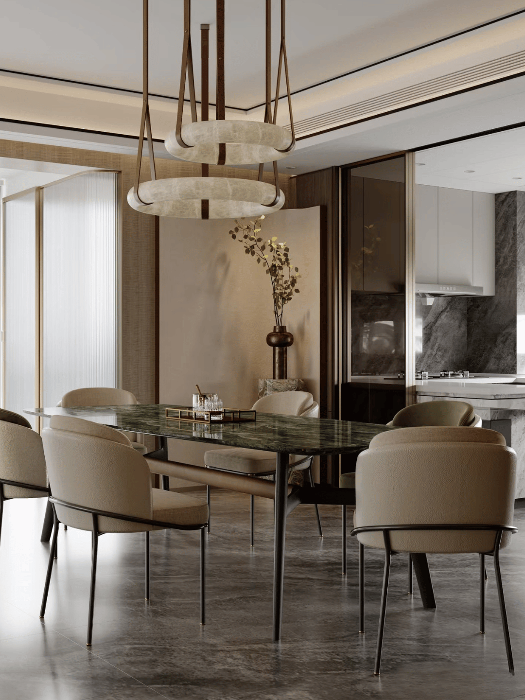 Modern Round Alabaster Chandelier for Living Room/Bedroom/Dining Room