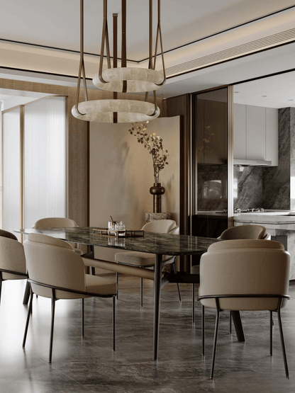 Modern Round Alabaster Chandelier for Living Room/Bedroom/Dining Room