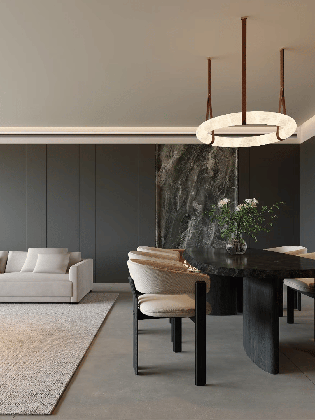Modern Round Alabaster Chandelier for Living Room/Bedroom/Dining Room