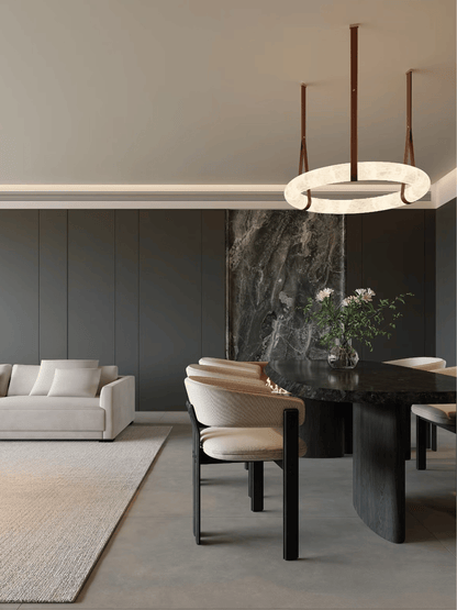 Modern Round Alabaster Chandelier for Living Room/Bedroom/Dining Room