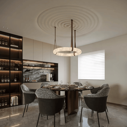 Modern Round Alabaster Chandelier for Living Room/Bedroom/Dining Room