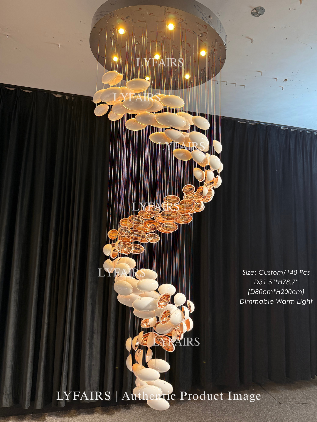 Plafonnier suspendu en forme d'œuf de dragon doré, design artistique et moderne, idéal pour un escalier, un centre de vente ou un hôtel