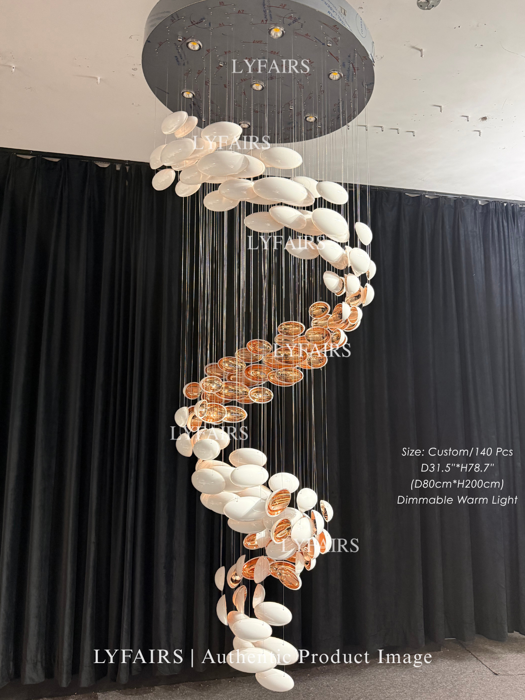 Plafonnier suspendu en forme d'œuf de dragon doré, design artistique et moderne, idéal pour un escalier, un centre de vente ou un hôtel