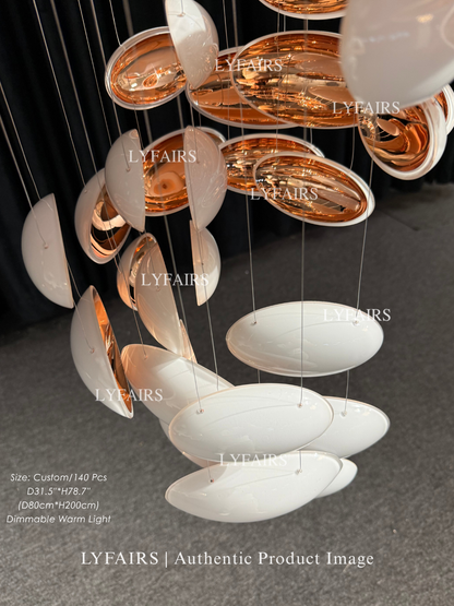 Plafonnier suspendu en forme d'œuf de dragon doré, design artistique et moderne, idéal pour un escalier, un centre de vente ou un hôtel