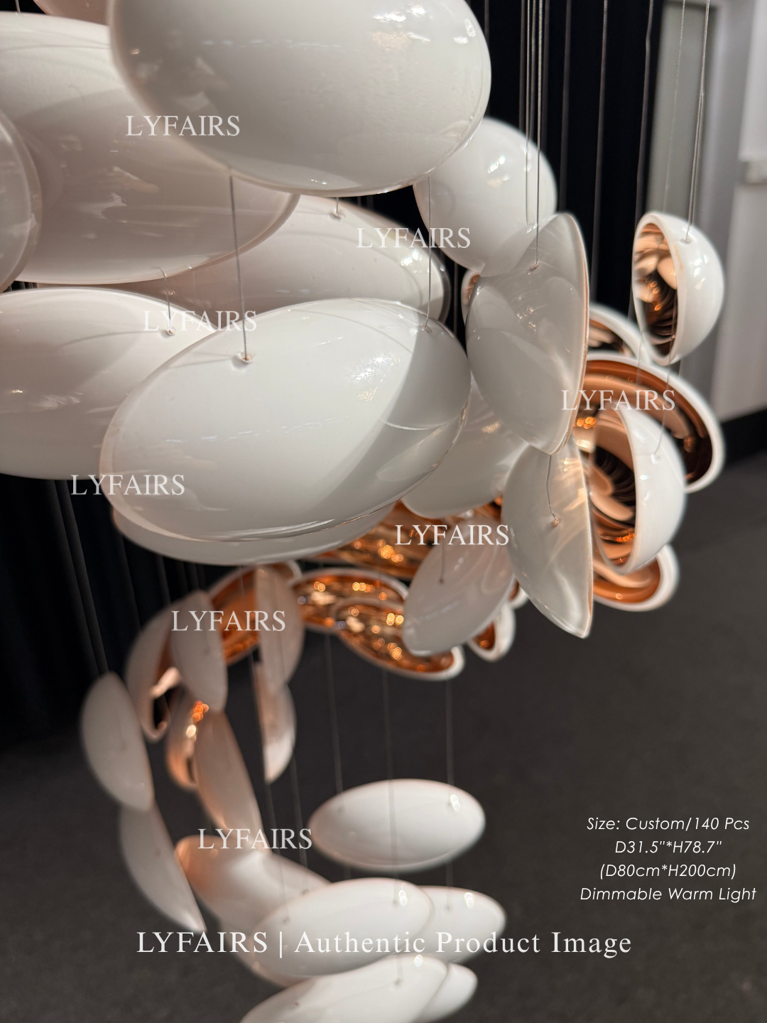 Plafonnier suspendu en forme d'œuf de dragon doré, design artistique et moderne, idéal pour un escalier, un centre de vente ou un hôtel