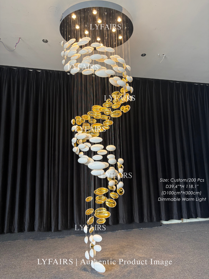 Plafonnier suspendu en forme d'œuf de dragon doré, design artistique et moderne, idéal pour un escalier, un centre de vente ou un hôtel