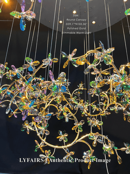 Luxury Floating Branches Crystal Flower Chandelier for High Ceiling/Mansion/Hotel