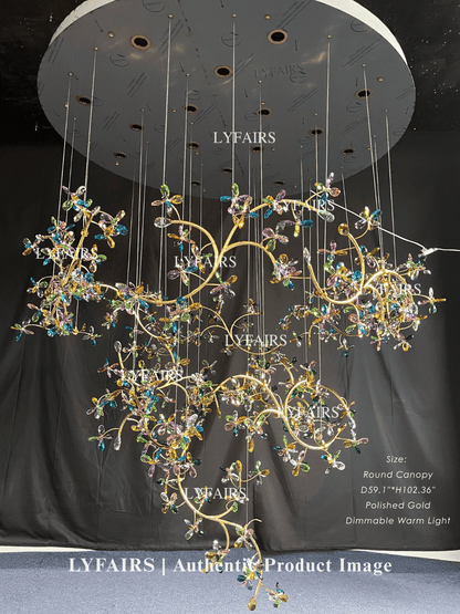 Luxury Floating Branches Crystal Flower Chandelier for High Ceiling/Mansion/Hotel