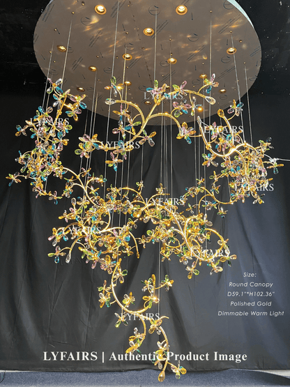 Luxury Floating Branches Crystal Flower Chandelier for High Ceiling/Mansion/Hotel