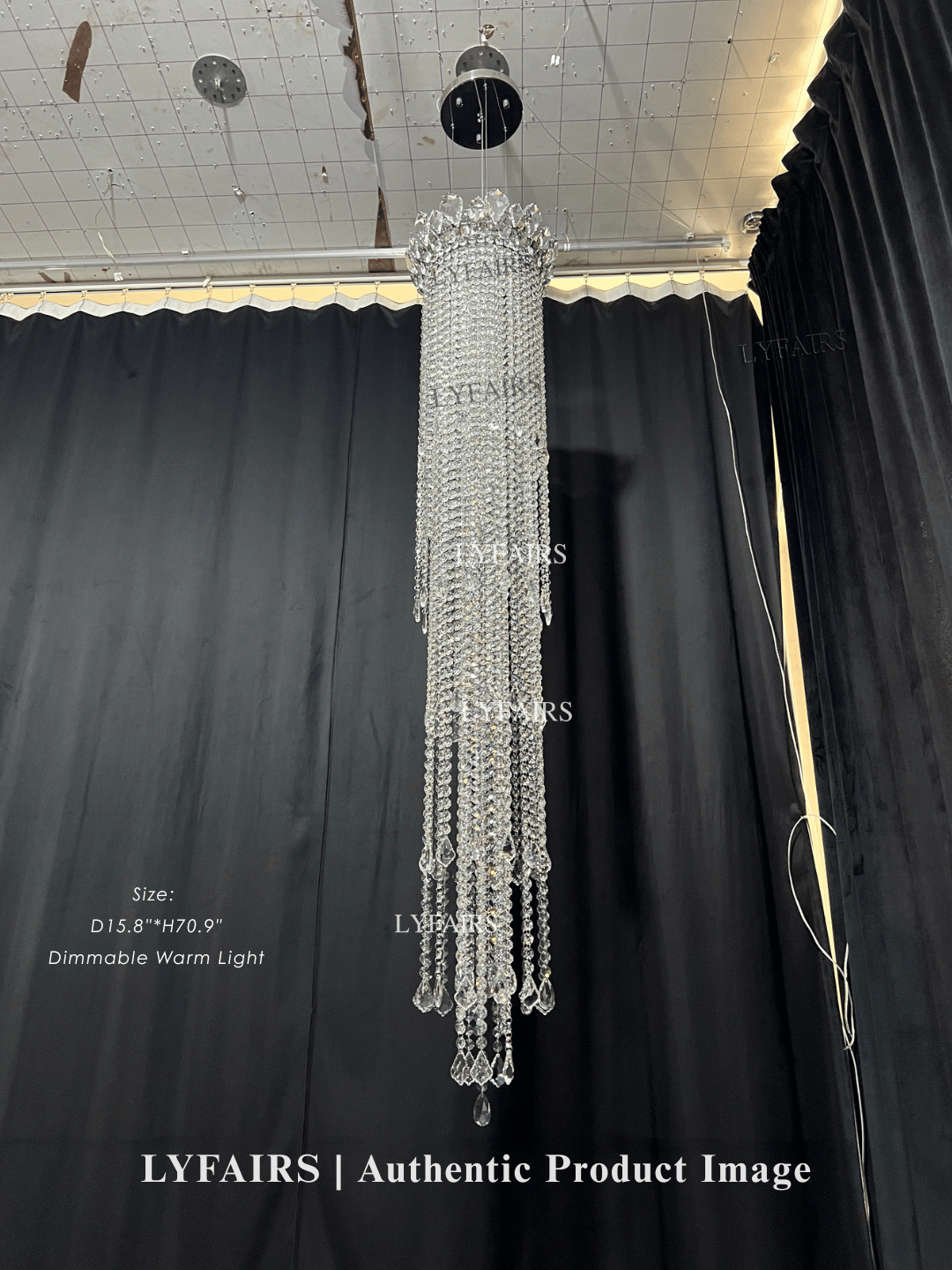 Lampadario di lusso extra large con nappa di cristallo per scale/corridoio ai piani alti/soppalco
