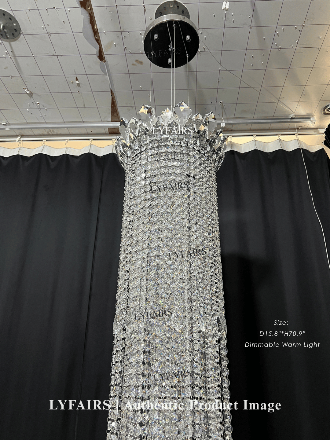 Lampadario di lusso extra large con nappa di cristallo per scale/corridoio ai piani alti/soppalco