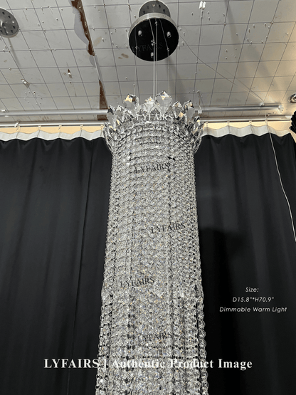 Lampadario di lusso extra large con nappa di cristallo per scale/corridoio ai piani alti/soppalco