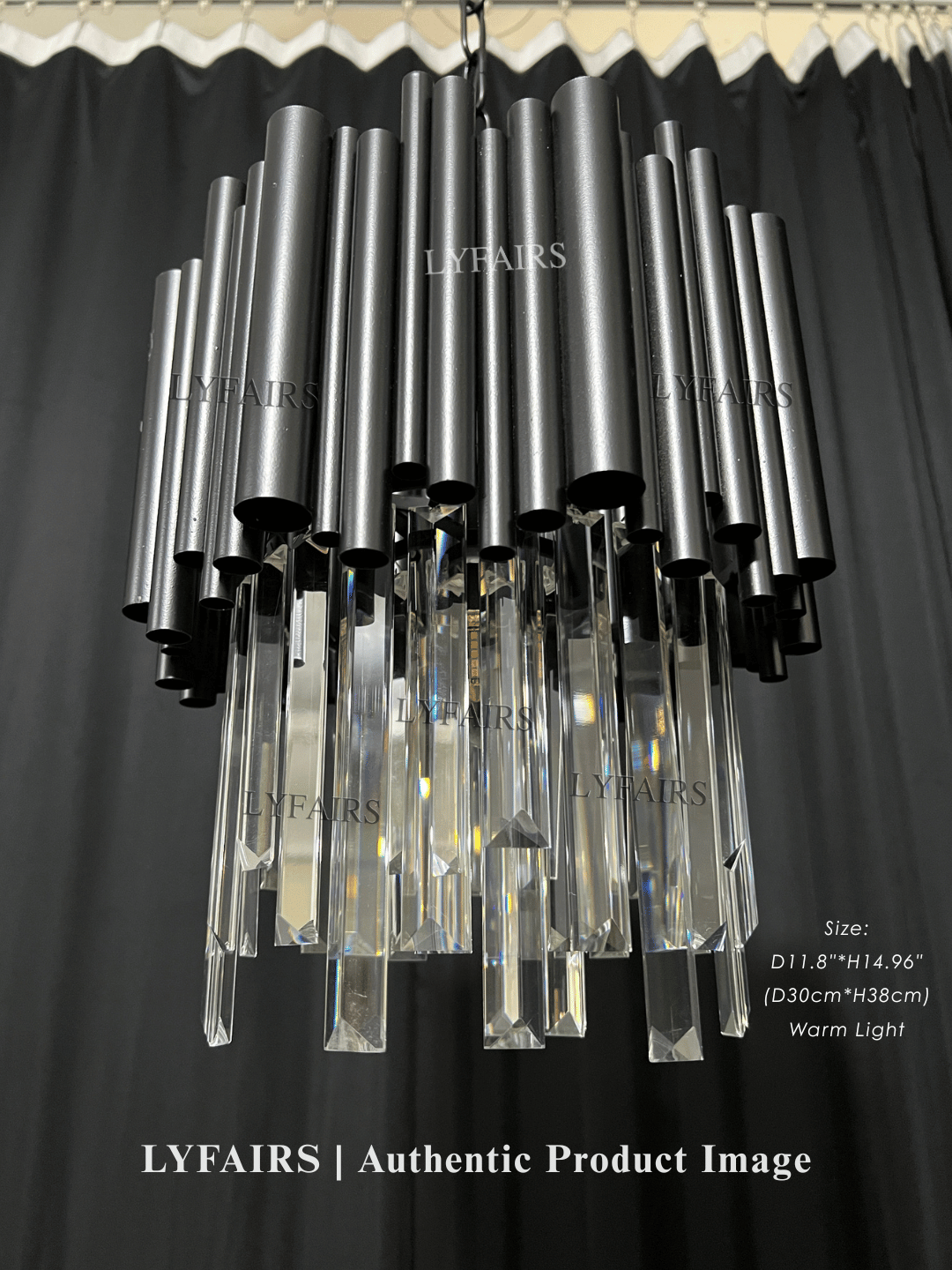 Modern Black Tube Crystal Pendant for Kitchen Island