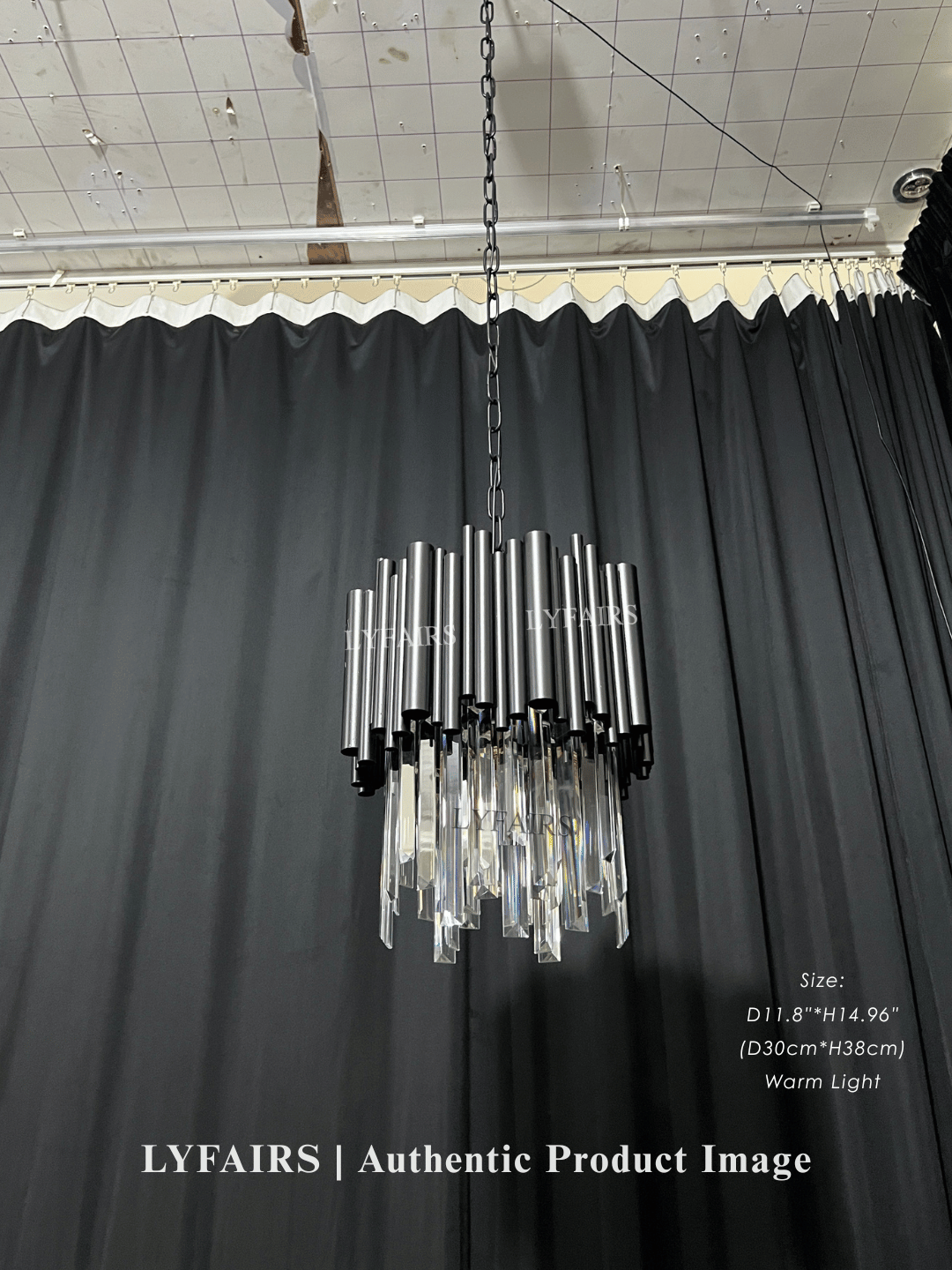 Modern Black Tube Crystal Pendant for Kitchen Island