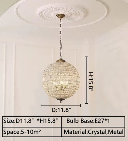 Designer Model Vintage Elegant Sphere Crystal Chandelier for Living Room/Foyer/ Hallway
