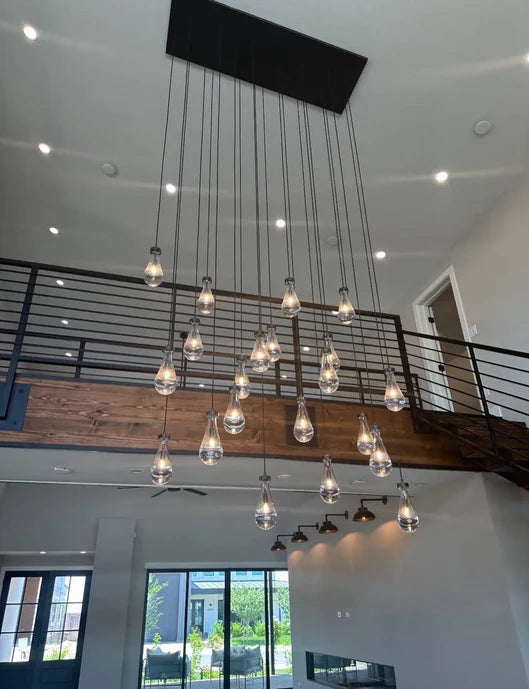 Lampadario moderno in cristallo a goccia con baldacchino rettangolare