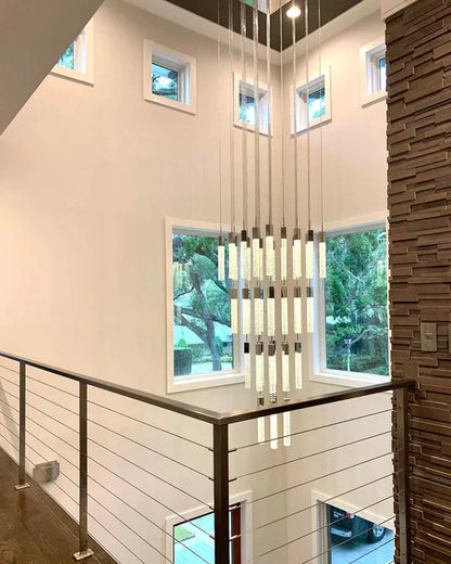 Modern Glacier Bubble Crystal Sticks Chandelier in Gold/Chrome/Black Finish for Staircase/Foyer