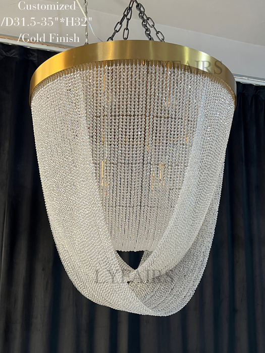 Luxury Crystal Chandelier Flush Mount Ceiling Light Fixture