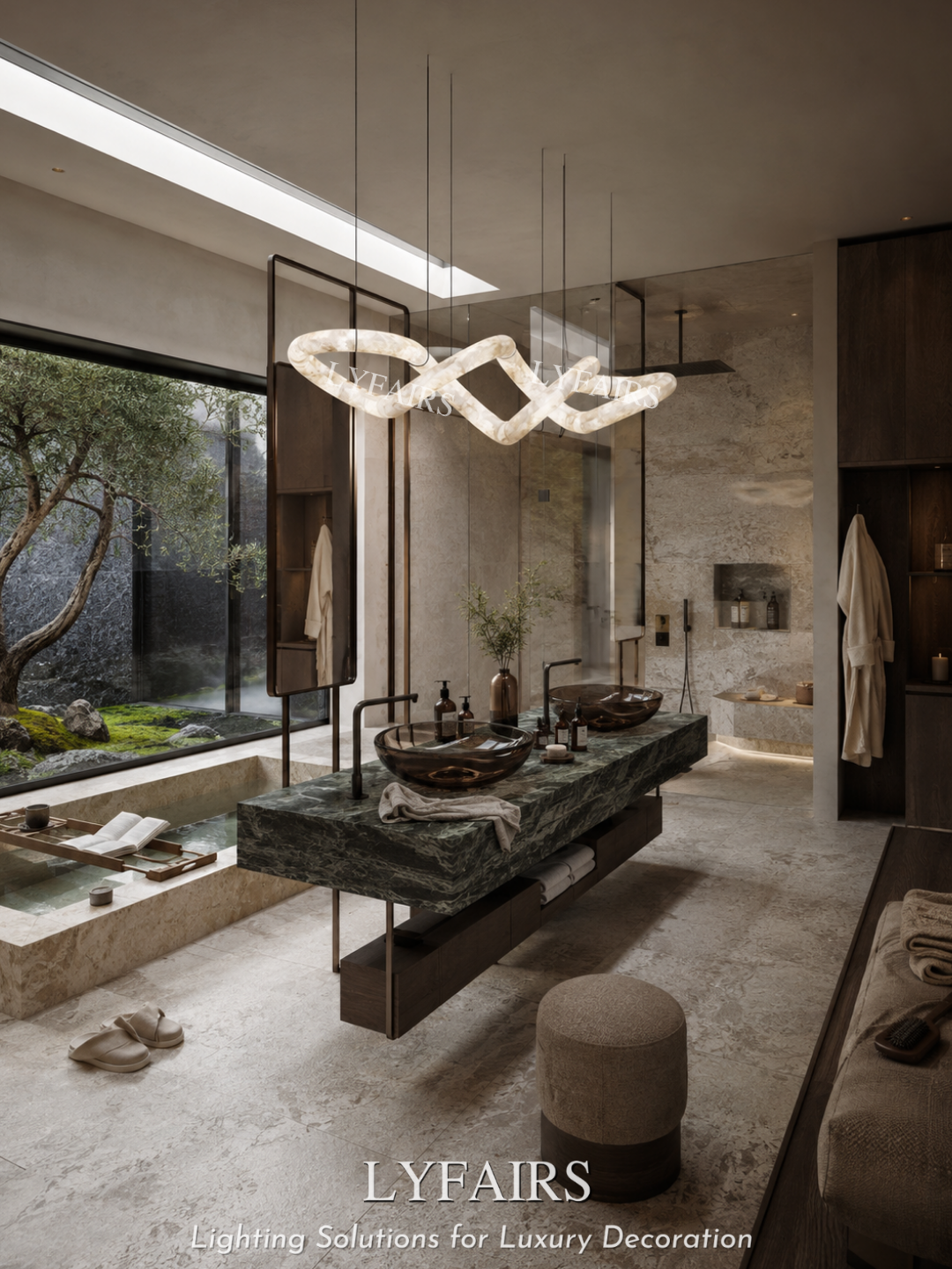 Modern Luxury Infinity Wavy Twist Alabaster Chandelier