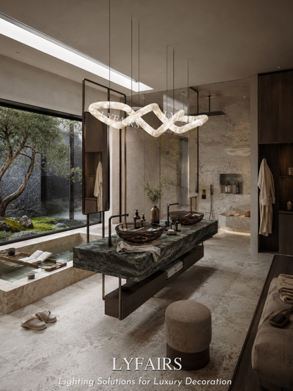 Modern Luxury Infinity Wavy Twist Alabaster Chandelier