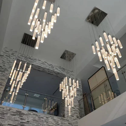 Modern Glacier Bubble Crystal Sticks Chandelier in Gold/Chrome/Black Finish for Staircase/Foyer