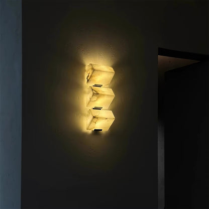 Modern Minimalist Pyramid Natural Alabaster Wall Sconce