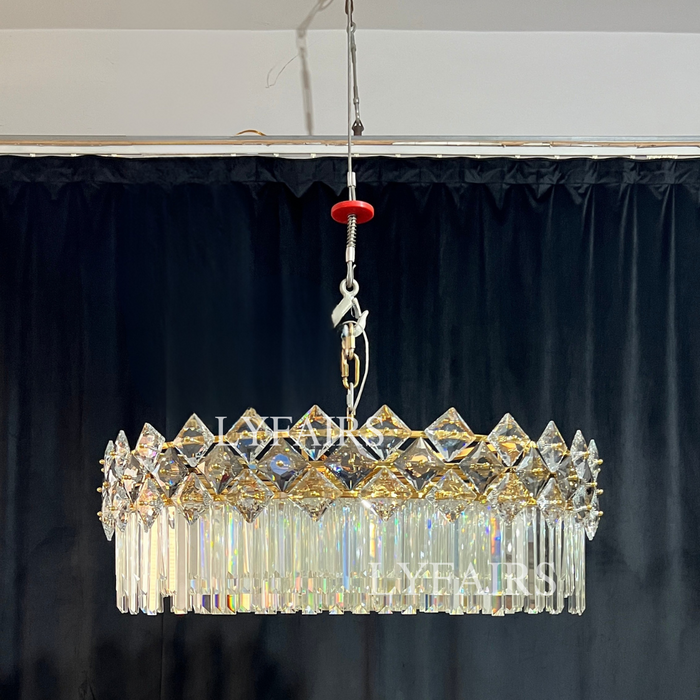 Lustre en cristal transparent à plusieurs niveaux, de luxe et moderne, idéal pour un salon, une salle à manger ou une chambre à coucher