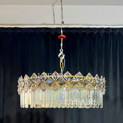 Lustre en cristal transparent à plusieurs niveaux, de luxe et moderne, idéal pour un salon, une salle à manger ou une chambre à coucher