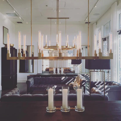 Lampadario moderno in vetro tubolare rotondo/lineare per sala da pranzo/isola della cucina