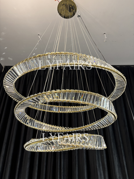 Lampadario di cristallo ad anello, lampada da soffitto di lusso per soggiorno/sala da pranzo, luce per camera da letto