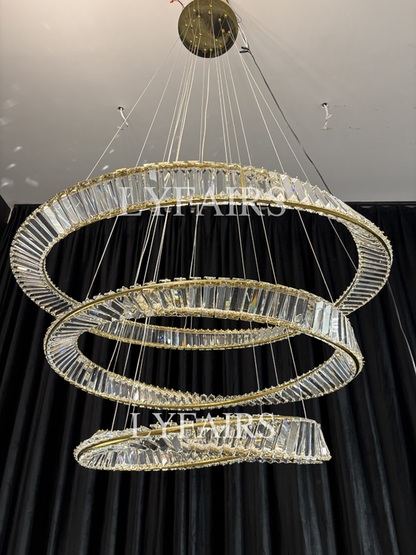 Lampadario di cristallo ad anello, lampada da soffitto di lusso per soggiorno/sala da pranzo, luce per camera da letto