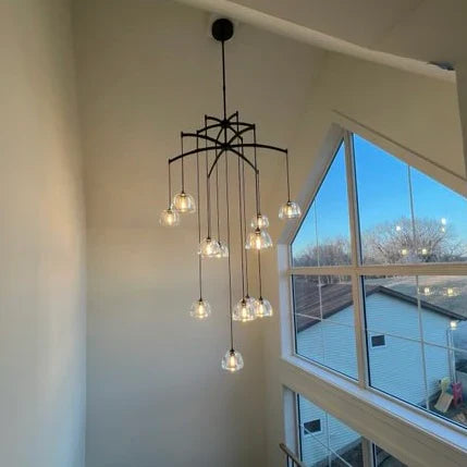 Modern Round Hemisphere Glass Chandelier
