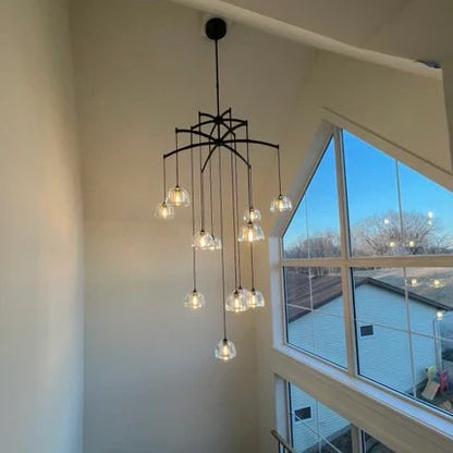 Modern Round Hemisphere Glass Chandelier
