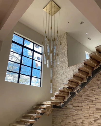 Modern Glacier Bubble Crystal Sticks Chandelier in Gold/Chrome/Black Finish for Staircase/Foyer