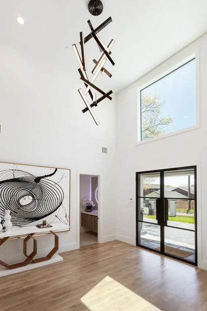 Lampadario geometrico verticale moderno per scale/ingresso/soffitti alti 