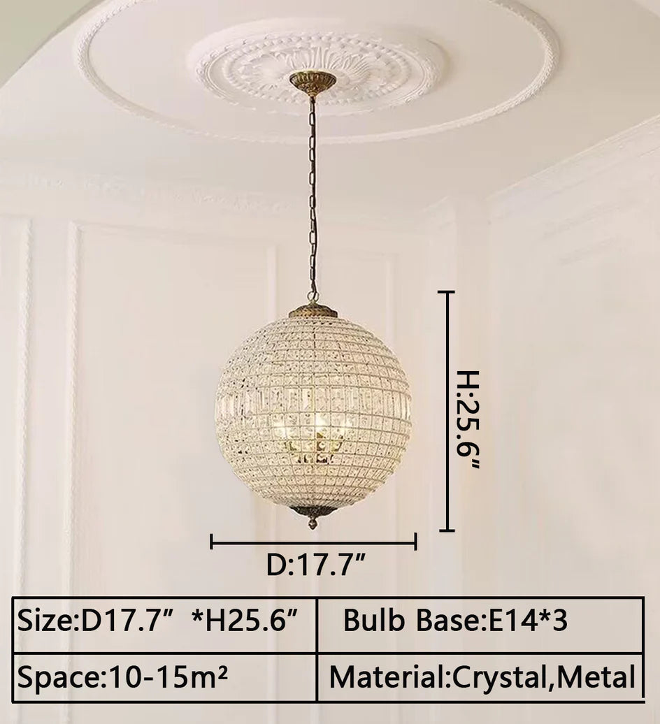 Designer Model Vintage Elegant Sphere Crystal Chandelier for Living Room/Foyer/ Hallway