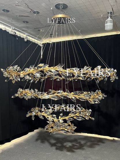 Art Handcrafted 1/2/3-tier Diamond-cut Crystal Chandelier for Living/Dining Room/Bedroom