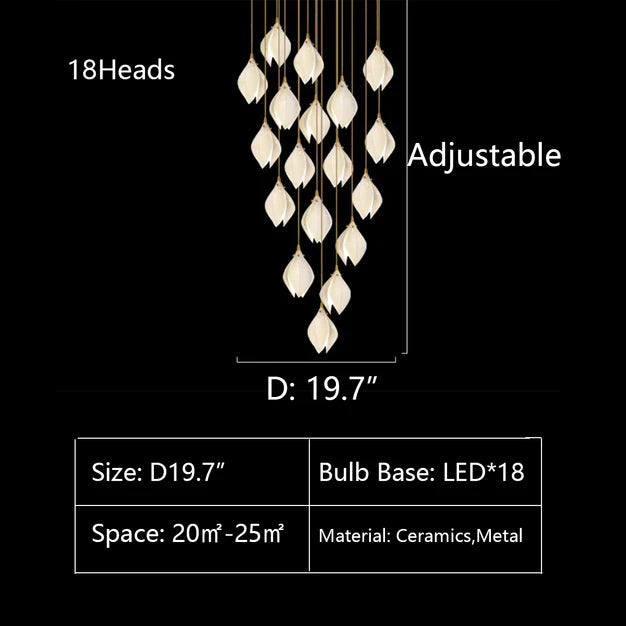 Oversize Nordic Magnolia Flower Chandelier for Stairs/Kitchen Island/High-Ceiling Room