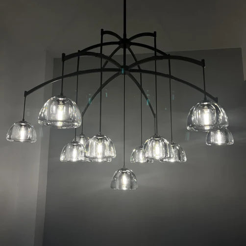 Modern Round Hemisphere Glass Chandelier