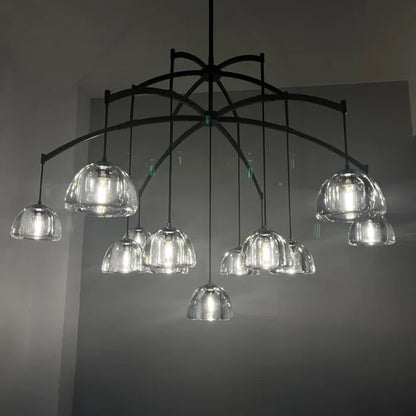 Modern Round Hemisphere Glass Chandelier