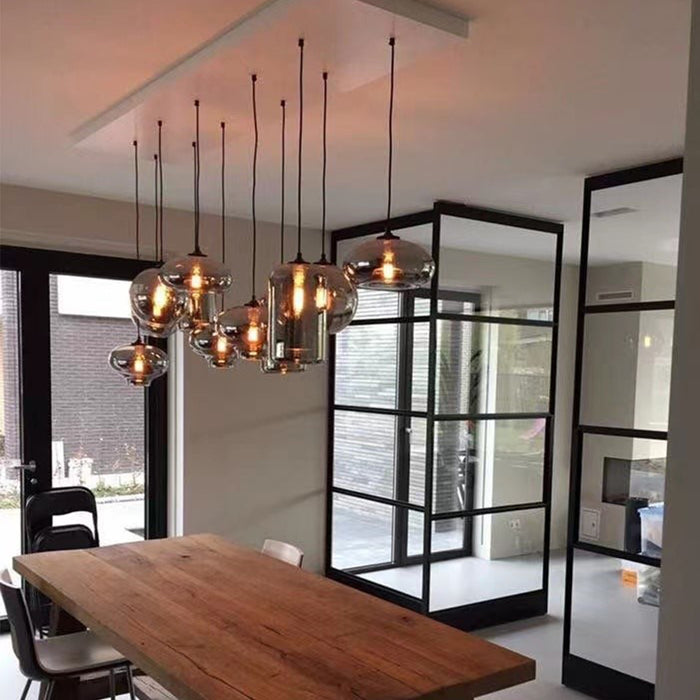 Smoky Gray Glass Chandelier for cafe and dining room