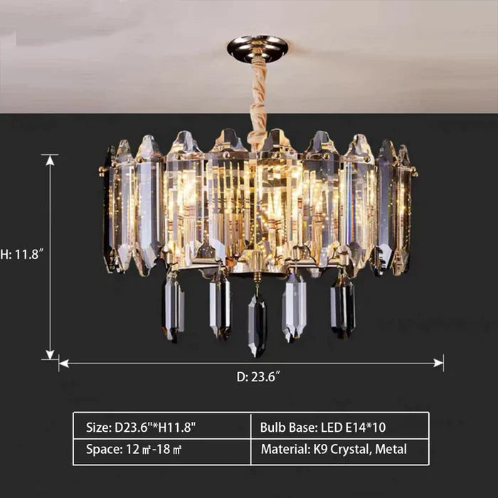 Modern Elegant Transparent Crystal Gold Chandelier Suit for Dining/Living Room