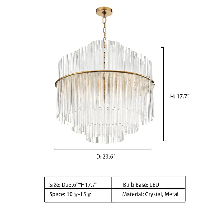 Light Luxury Tiered Crystal Rod Pendant Chandelier for Living/Dining Room