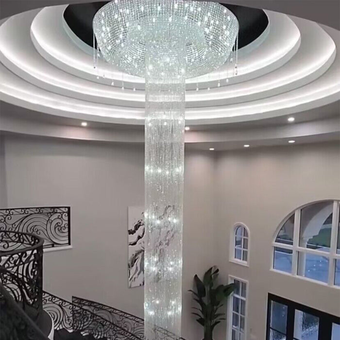 Super Large Light Luxury Jump Floor Spiral Staircase Chandelier For Hotels, Villas.
