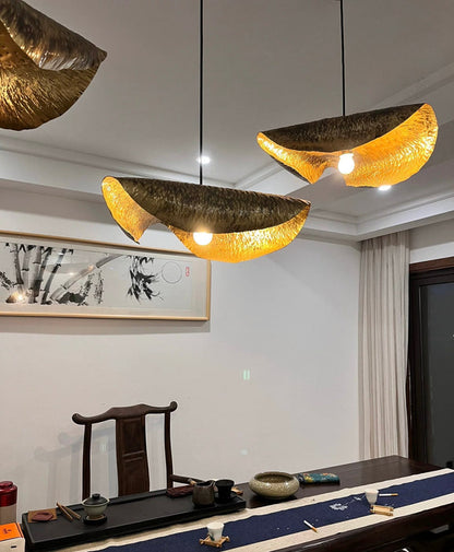 Lampada a sospensione postmoderna a foglia appassita in ottone
