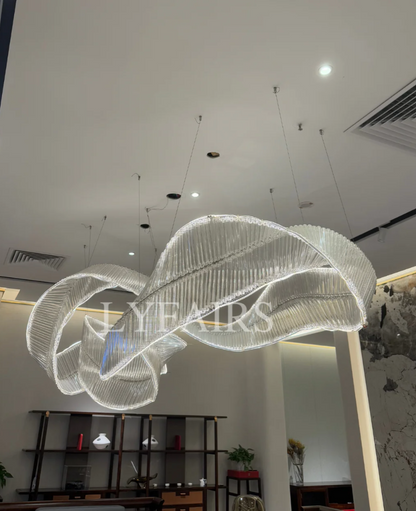 Modern Floating Infinity Ribbon Glass Chandelier for Mansion/Hotel/Restaurant