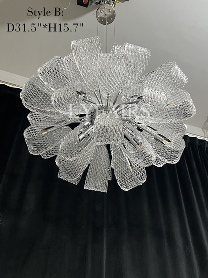 Lampadario a sospensione in vetro con bouquet di fiori in stile postmoderno per soggiorno/sala da pranzo/camera da letto