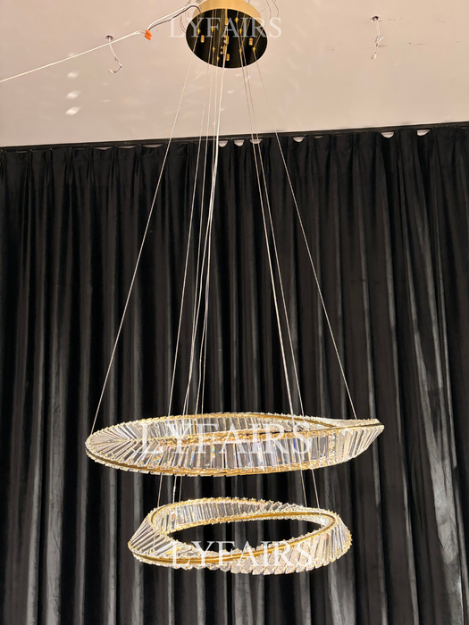 Lampadario di cristallo ad anello, lampada da soffitto di lusso per soggiorno/sala da pranzo, luce per camera da letto