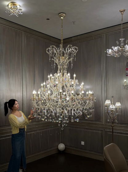 Majestic Royal Crown Crystal Candle Chandelier for Luxury Villa & Banquet Hall